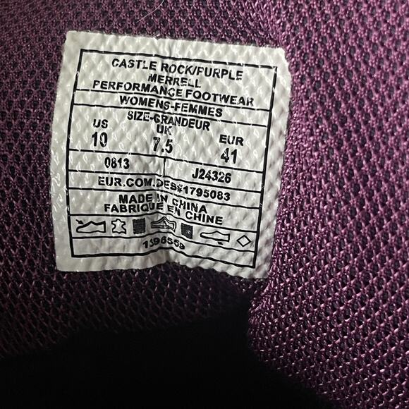 Merrell Shoes Womens Size 10 Gray Purple Waterproof Hiking M Select GRIP J24326 - Picture 9 of 9